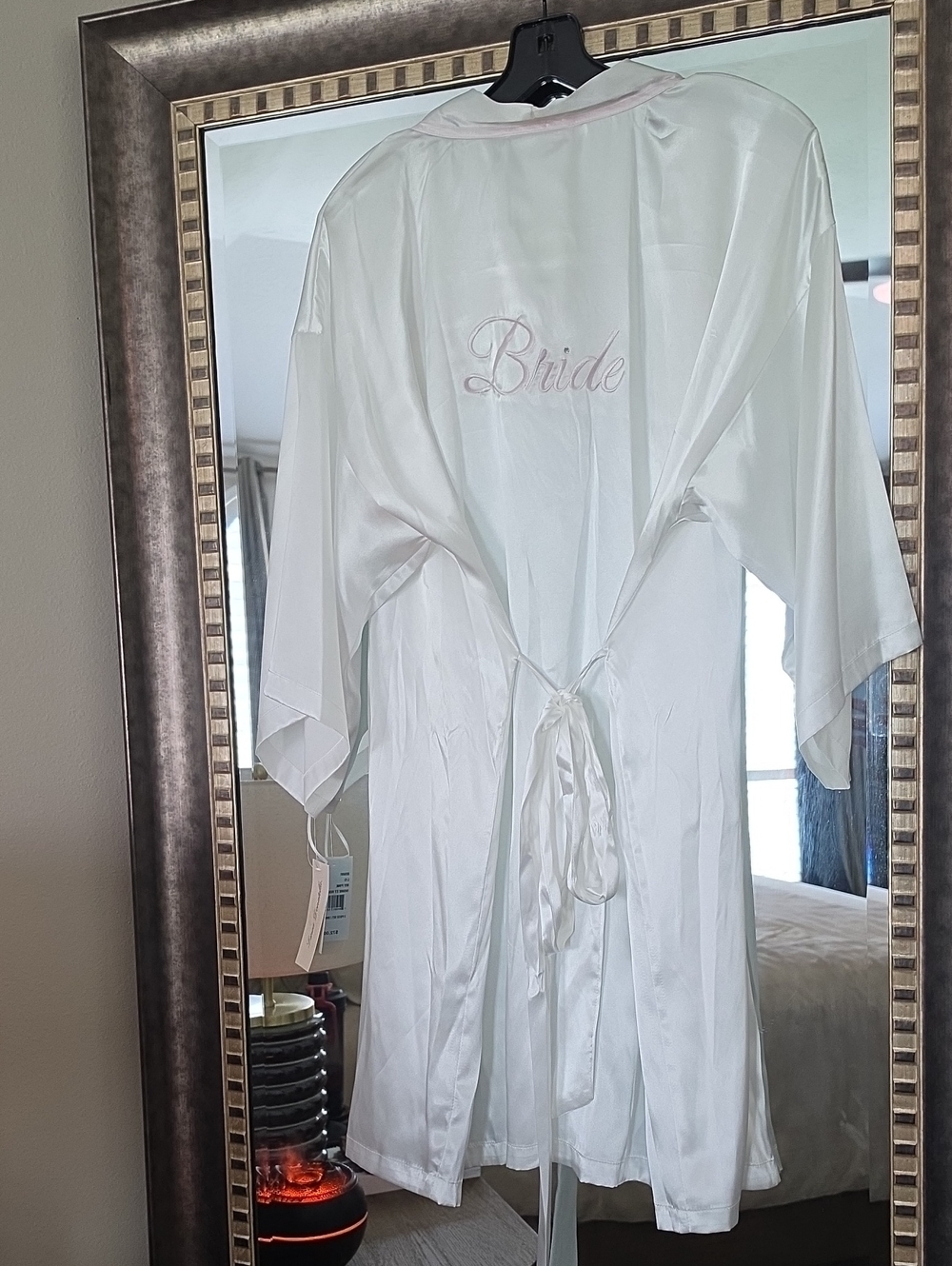 Bride Satin Kimono Robe in White